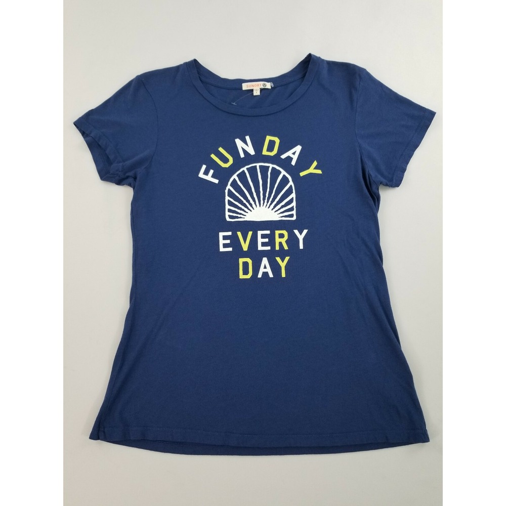 Sundry tee t-shirt womens sz 1 cotton blue Funday Every Day print USA made $78